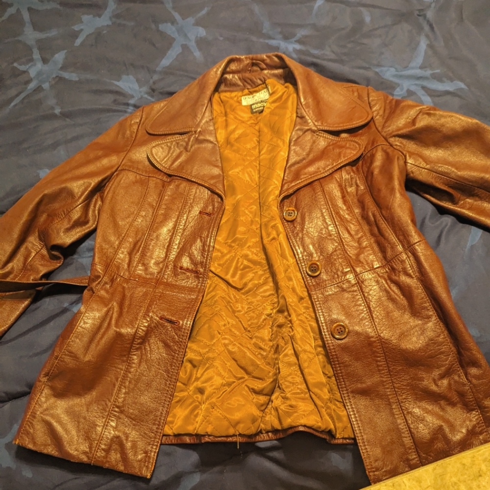Genuine Red vintage Leather Jacket made in Brazil from Macy's